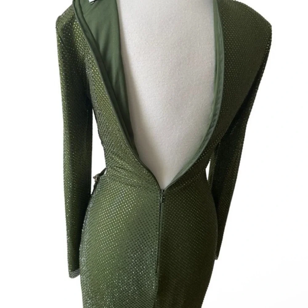 Self-Portrait Sparkling Green Long Sleeve Dress - Picture 13 of 13